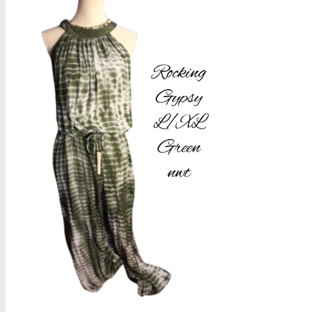 Sold Rocking Gypsy Green Jumpsuit - Picture 4 of 6